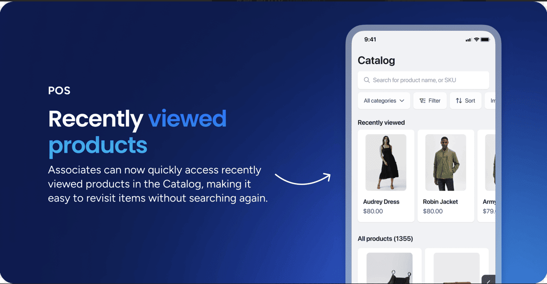 Mobile app interface showing recently viewed products for easy access and browsing.